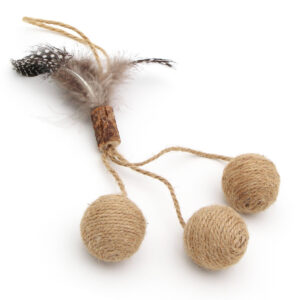 Balles en corde avec grelots, matatabi et plumes pour chat